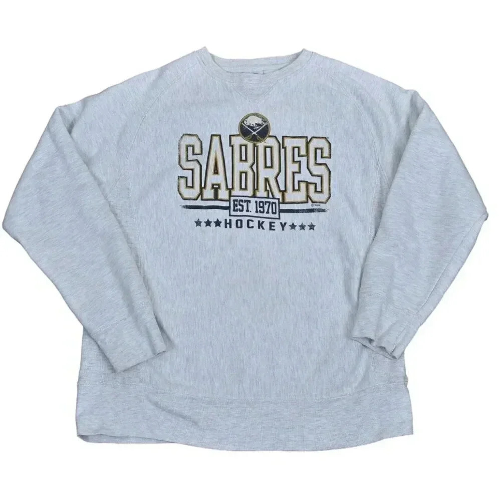 NHL Buffalo Sabers Sweatshirt Hockey Gray Size Large